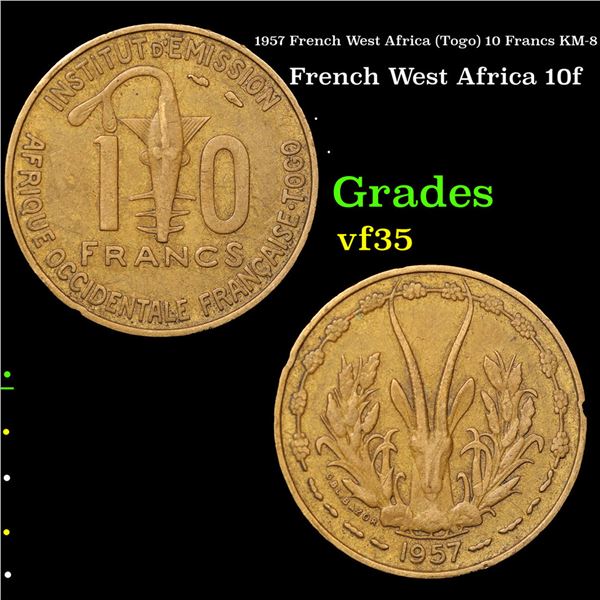 1957 French West Africa (Togo) 10 Francs KM-8 Grades vf++