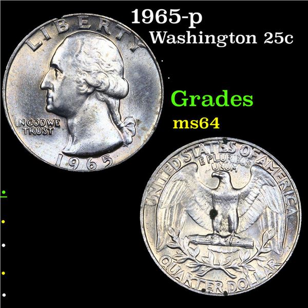 1965-p Washington Quarter 25c Grades Choice Unc
