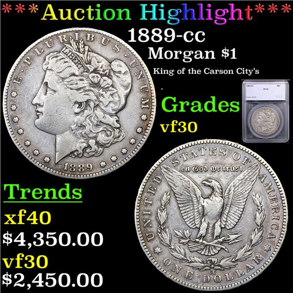 ***Auction Highlight*** 1889-cc Morgan Dollar $1 Graded vf30 By SEGS (fc)