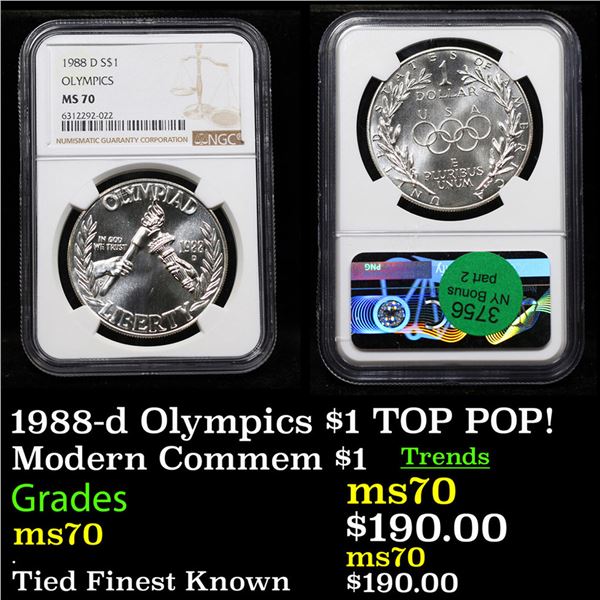 NGC 1988-d Olympics $1 Modern Commem Dollar TOP POP!  $1 Graded ms70 By NGC