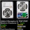 Image 1 : NGC 1988-d Olympics $1 Modern Commem Dollar TOP POP!  $1 Graded ms70 By NGC
