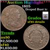 Image 1 : ***Auction Highlight*** 1805 Draped Bust Large Cent 1c Graded xf45 details By SEGS (fc)