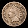 Image 2 : 1863 Indian Cent 1c Grades f+