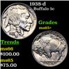 Image 1 : 1938-d Buffalo Nickel 5c Grades GEM+ Unc