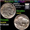 Image 1 : ***Auction Highlight*** 1916-s Buffalo Nickel 5c Graded Choice Unc By USCG (fc)