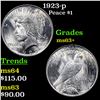 Image 1 : 1923-p Peace Dollar $1 Grades Select+ Unc