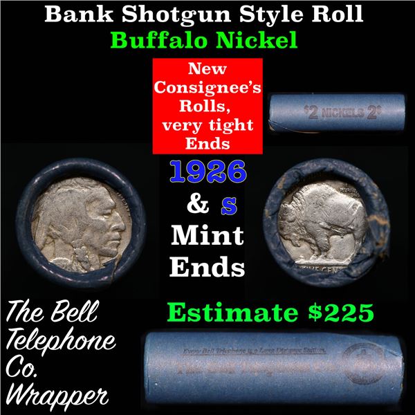 Buffalo Nickel Shotgun Roll in Old Bank Style 'Bell Telephone'  Wrapper 1926 &s Mint Ends