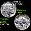 Image 1 : 1938-d Buffalo Nickel 5c Grades GEM+ Unc