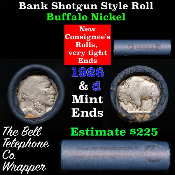 Buffalo Nickel Shotgun Roll in Old Bank Style 'Bell Telephone'  Wrapper 1926 &d Mint Ends