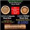 Image 1 : Mixed small cents 1c orig shotgun roll, 1918-d Wheat Cent, 1889 Indian Cent other end, Brinks Wrappe