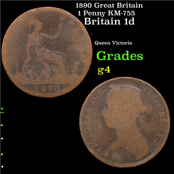 1890 Great Britain 1 Penny KM-755 Grades g, good