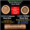 Image 1 : Mixed small cents 1c orig shotgun roll, 1918-d Wheat Cent, 1889 Indian Cent other end, Brinks Wrappe