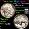***Auction Highlight*** 1928-p Buffalo Nickel Near TOP POP! 5c Grades GEM++ Unc By SEGS (fc)