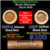 Image 1 : Mixed small cents 1c orig shotgun roll, 1917-d Wheat Cent, 1887 Indian Cent other end, Brinks Wrappe