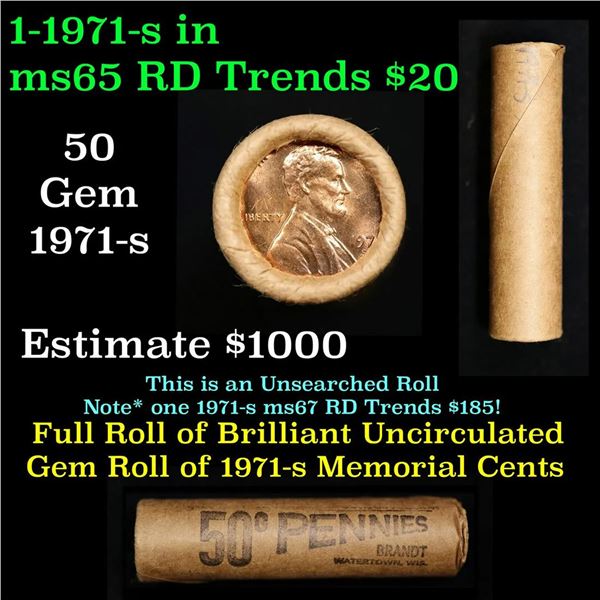 Shotgun Lincoln 1c roll, 1971-s 50 pcs Brandt Wrapper.