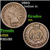 Image 1 : 1863 Indian Cent 1c Grades f+