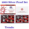 Image 1 : 2003 United States Silver Proof Set - 10 pc set, about 1 1/2 ounces of pure silver.