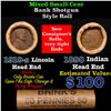 Image 1 : Mixed small cents 1c orig shotgun roll, 1919-s Wheat Cent, 1890 Indian Cent other end, Brinks Wrappe