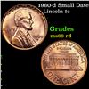 Image 1 : 1960-d Small Date Lincoln Cent 1c Grades GEM+ Unc RD
