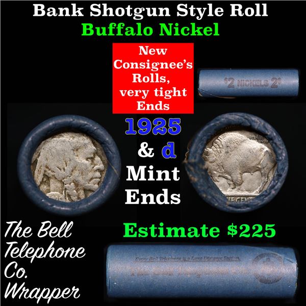 Buffalo Nickel Shotgun Roll in Old Bank Style 'Bell Telephone'  Wrapper 1925 &d Mint Ends