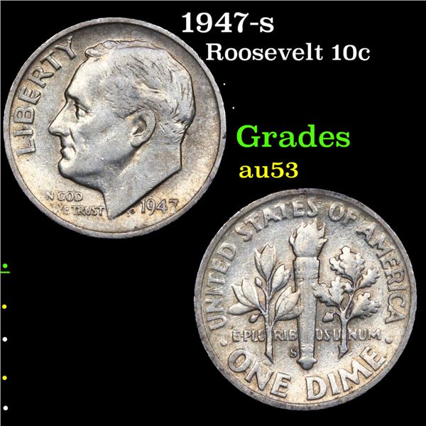 1947-s Roosevelt Dime 10c Grades Select AU