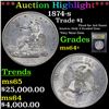 Image 1 : ***Auction Highlight*** 1874-s Trade Dollar $1 Graded Choice+ Unc By USCG (fc)