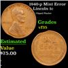 Image 1 : 1940-p Lincoln Cent Mint Error 1c Grades vf++