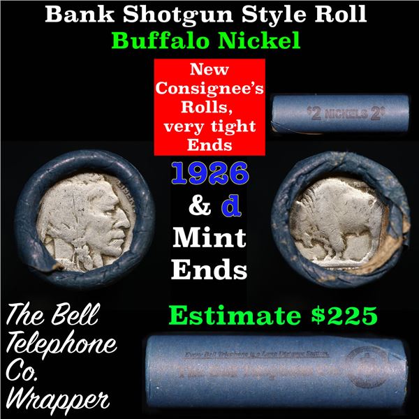 Buffalo Nickel Shotgun Roll in Old Bank Style 'Bell Telephone'  Wrapper 1926 &d Mint Ends