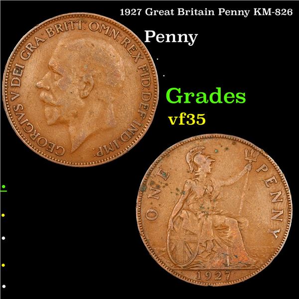 1927 Great Britain Penny KM-826 Grades vf++