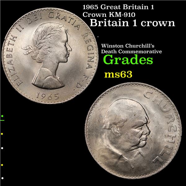 1965 Great Britain 1 Crown KM-910 Grades Select Unc