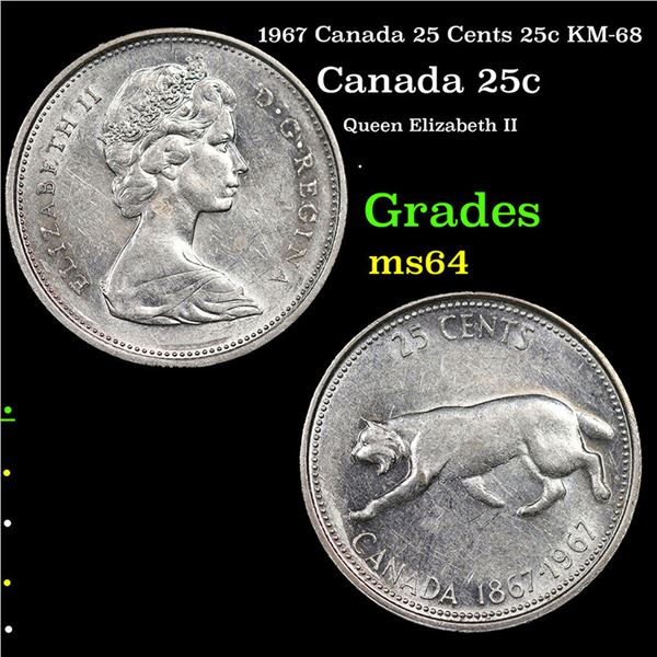 1967 Canada 25 Cents 25c KM-68 Grades Choice Unc