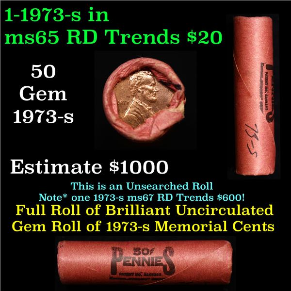 Shotgun Lincoln 1c roll, 1973-s 50 pcs Steel Strong Wrapper.