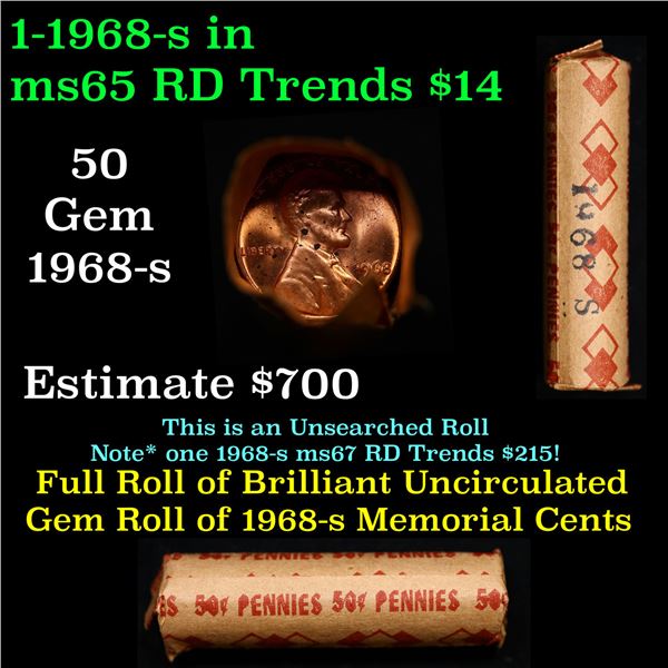 Shotgun Lincoln 1c roll, 1968-s 50 pcs Brandt Wrapper.