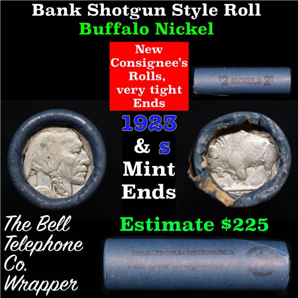Buffalo Nickel Shotgun Roll in Old Bank Style 'Bell Telephone'  Wrapper 1923 &s Mint Ends