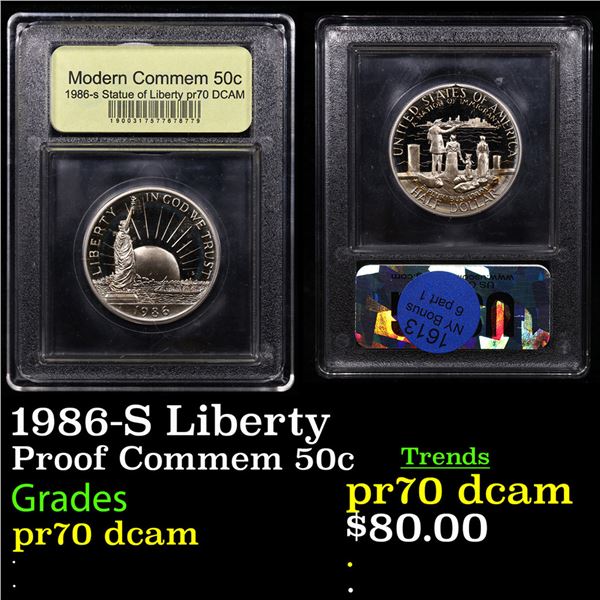 Proof 1986-S Liberty Modern Commem Half Dollar 50c Graded GEM++ Proof Deep Cameo By USCG