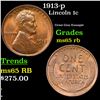 Image 1 : 1913-p Lincoln Cent 1c Grades GEM Unc RB