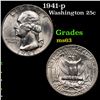 Image 1 : 1941-p Washington Quarter 25c Grades Select Unc