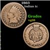 Image 1 : 1863 Indian Cent 1c Grades vg+