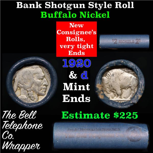Buffalo Nickel Shotgun Roll in Old Bank Style 'Bell Telephone'  Wrapper 1920 &d Mint Ends