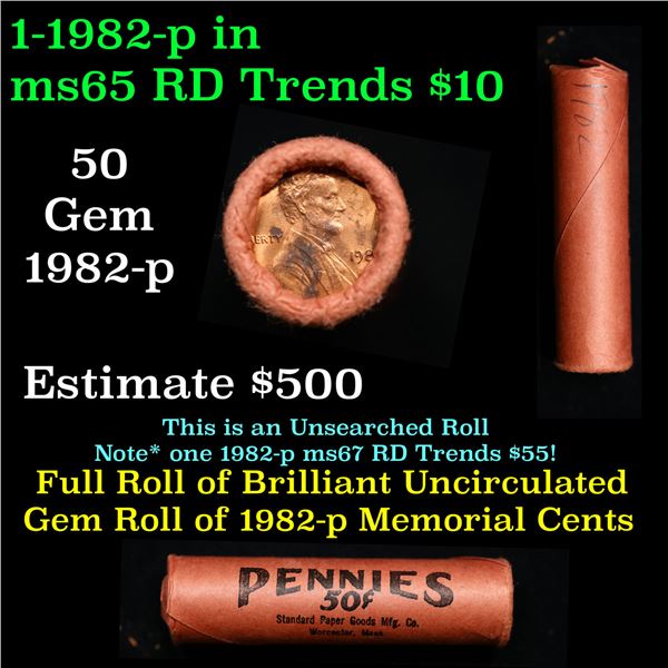 Shotgun Lincoln 1c roll, 1982-p 50 pcs Standard Paper Goods Wrapper.
