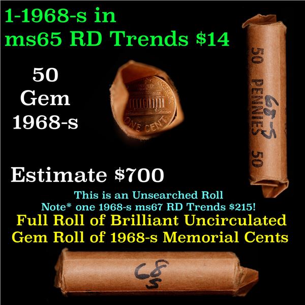 Shotgun Lincoln 1c roll, 1968-s 50 pcs Brandt Wrapper.