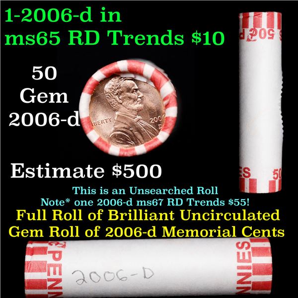 Shotgun Lincoln 1c roll, 2006-d 50 pcs Brandt Wrapper.