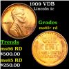 Image 1 : 1909 VDB Lincoln Cent 1c Grades Gem+ Unc RD