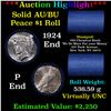 ***Auction Highlight*** AU/BU Slider Chemical Bank Shotgun Peace $1 Roll 1924 & P Ends Virtually UNC