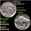 Image 1 : 1914-p Buffalo Nickel 5c Grades Choice+ Unc