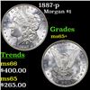 Image 1 : 1887-p Morgan Dollar $1 Grades GEM+ Unc