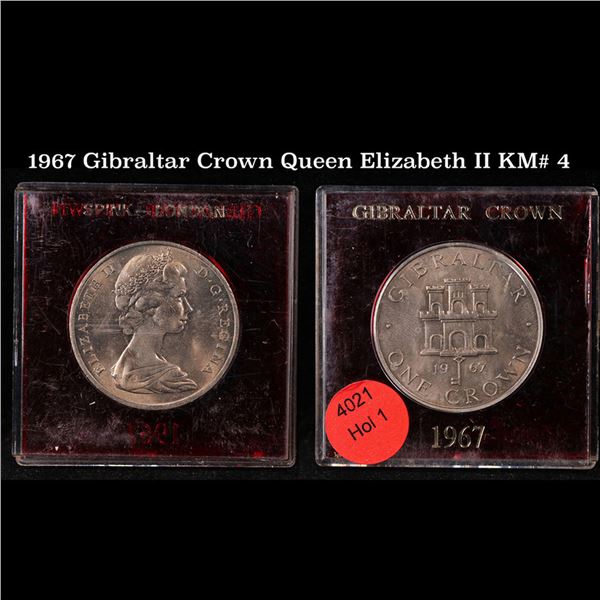 1967 Gibraltar Crown Queen Elizabeth II KM# 4