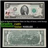 Image 1 : 1976 $2 Federal Reserve Note 1st Day of Issue, with Stamp Grades Gem CU
