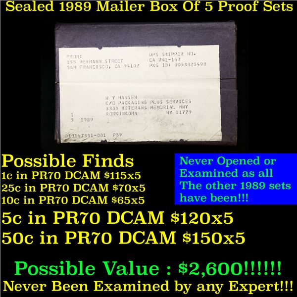 Original sealed box 5- 1989 United States Mint Proof Sets