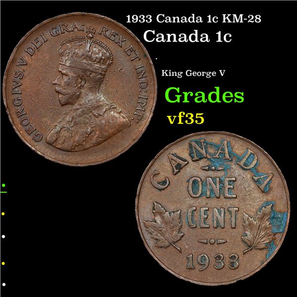 1933 Canada 1c KM-28 Grades vf++